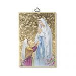 Impression sur bois Apparition de Lourdes avec Bernadette Neuvaine Lourdes ITA