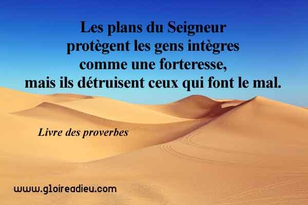 Verset 10:29 du Livre des proverbes de Salomon