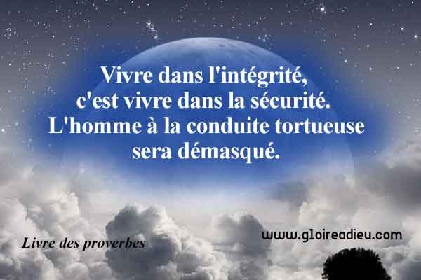 Verset 10:9 du Livre des proverbes de Salomon