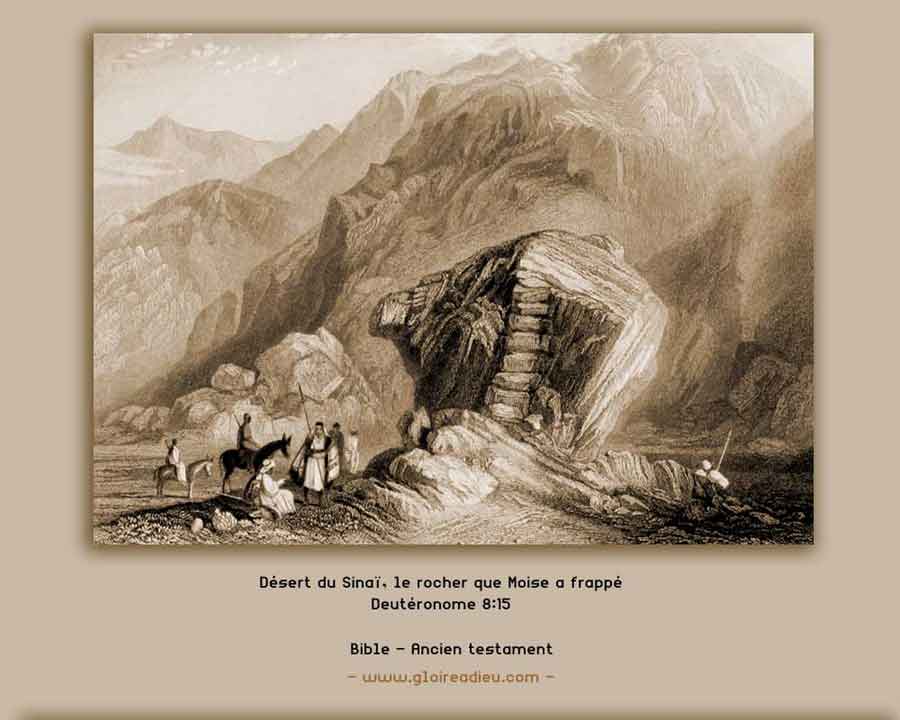 Illustration du rocher d’Horeb que Moïse a frappé pour faire couler l’eau