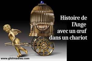 Histoire de l’ange avec un œuf dans un chariot